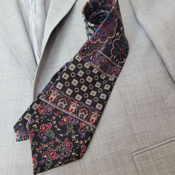 Vintage Givenchy Mens Tie 1980s Patchwork Pattern - Picture 8 of 8